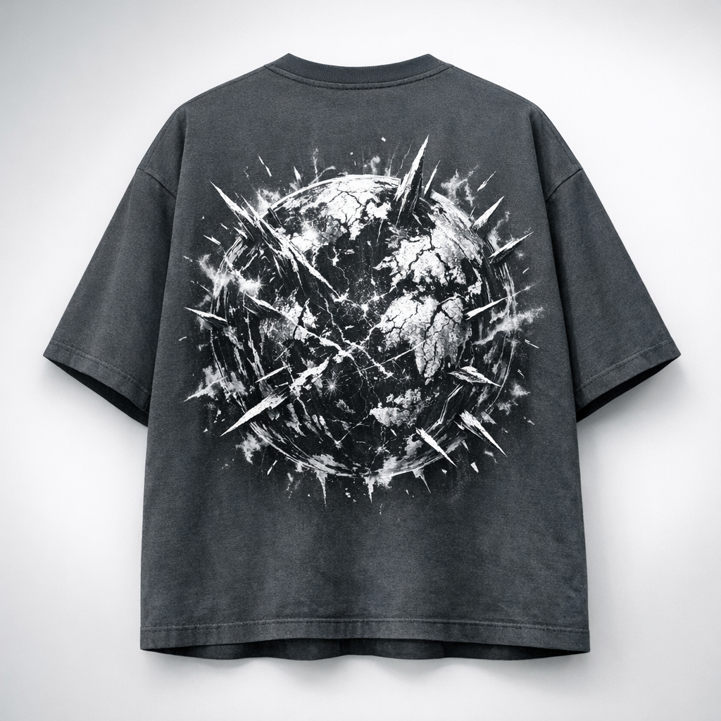 SELYLOVE WORLD TEE – Dark Gray Oversized Graphic T-Shirt