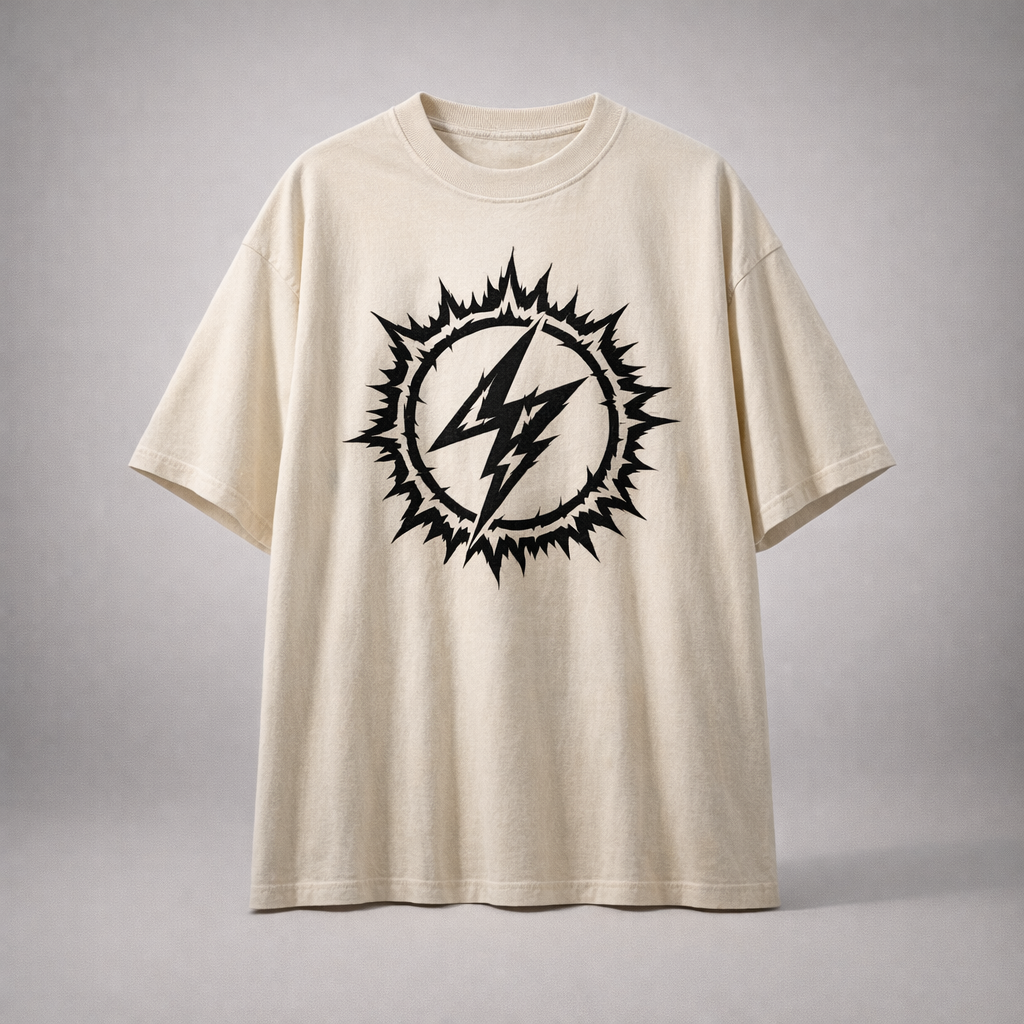 SELYLOVE FRACTURE BLADE TEE – Washed Cream Oversized Graphic T-Shirt