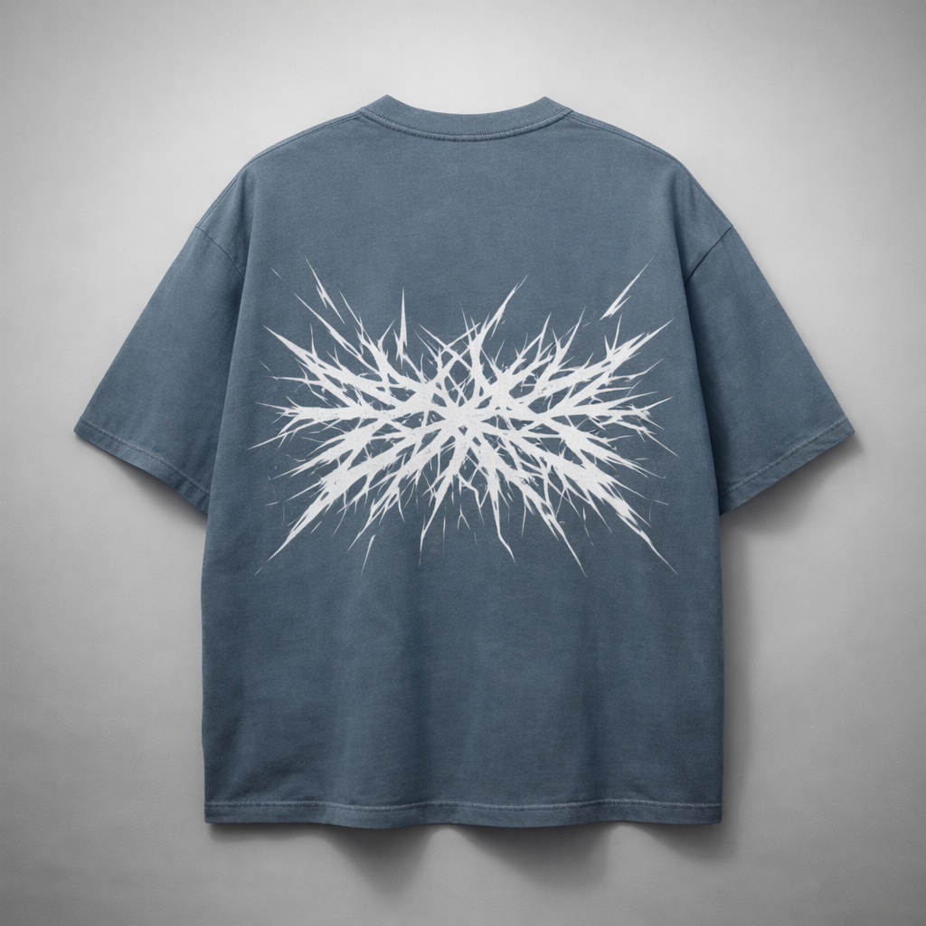 SELYLOVE CHAOS SPIKE CORE TEE – Washed Dust Blue Oversized