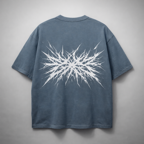 SELYLOVE CHAOS SPIKE CORE TEE – Washed Dust Blue Oversized