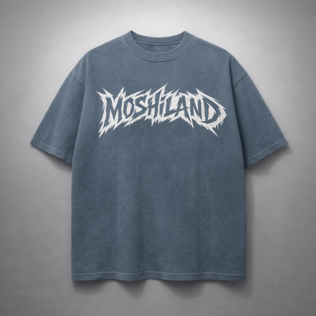 SELYLOVE CHAOS SPIKE CORE TEE – Washed Dust Blue Oversized