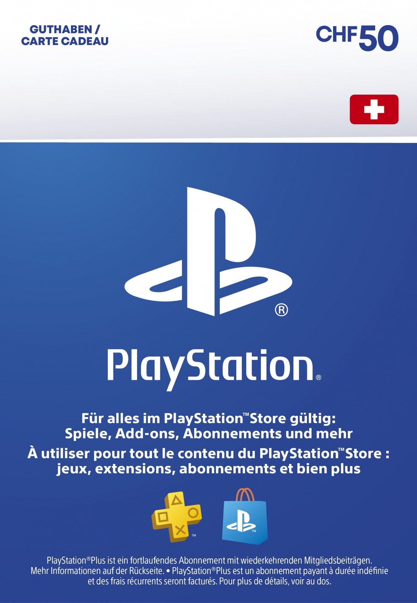 PlayStation Store-Gutschein CHF 50
